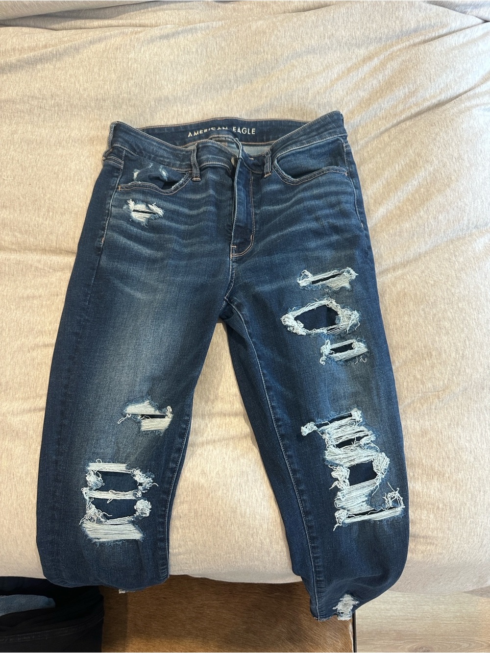 American Eagle Outfitters Dark Blue Hi-Rise Skinny Jeans Size 12 Long